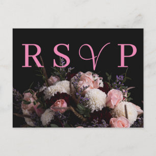 Invitación RSVP de color burdeos oscuro
