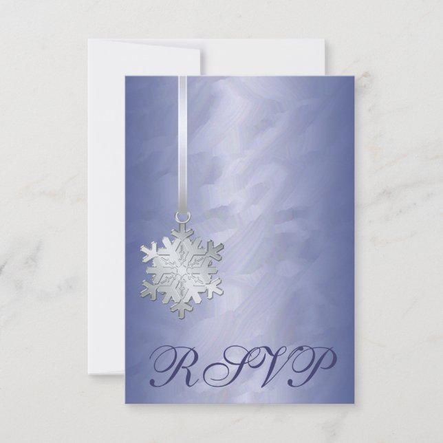 Invitación RSVP de copo de nieve con plata de Reli (Anverso)