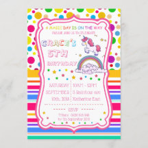 RSVP de cumpleaños mágico de arcoiris de Unicornio