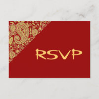 RSVP de damasco indio rojo y dorado