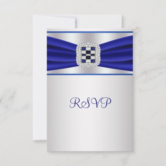 Invitación RSVP de diamante zafiro azul (Anverso)