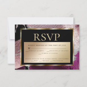 Invitación RSVP de elección de comida   Cassis metálica de or