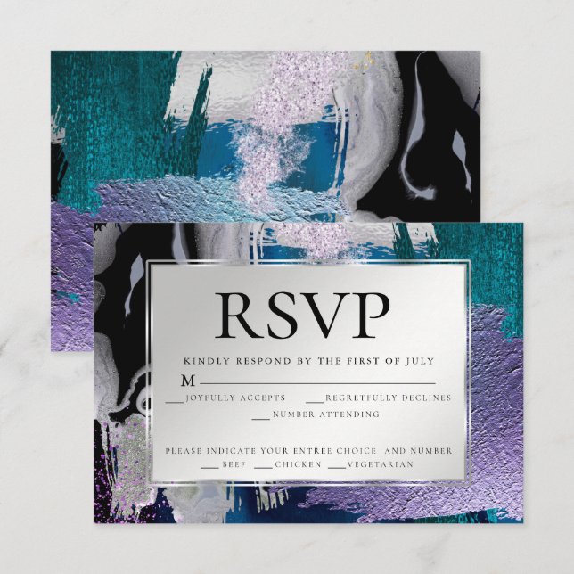 Invitación RSVP de elección de comida | Lilac Verde azulado m (Anverso / Reverso)