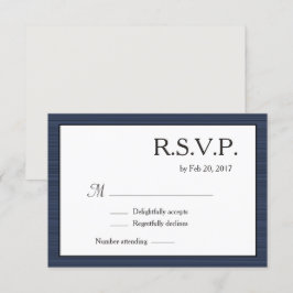 Invitación RSVP de franjas grises azules de la marina minimal