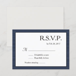 Invitación RSVP de franjas grises azules de la marina minimal