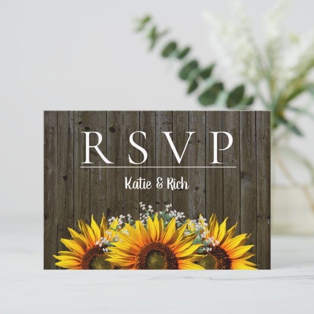 Invitación RSVP de girasol ruso (Anverso de pie)
