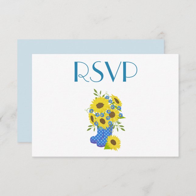 Invitación RSVP de girasol ruso (Anverso / Reverso)