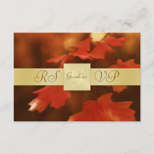 Invitación RSVP de Hoja Otoño de Monograma Dorado