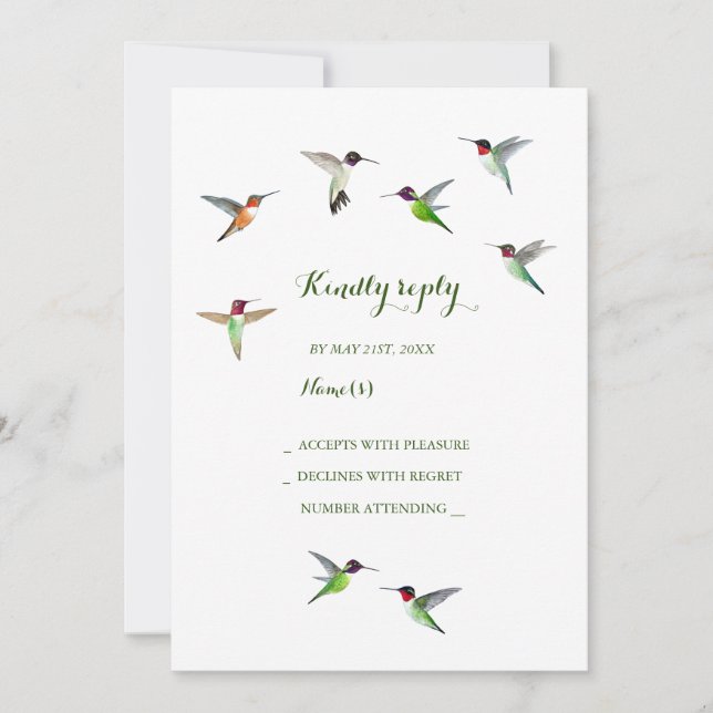 Invitación RSVP de Hummingbird Wedding (Anverso)