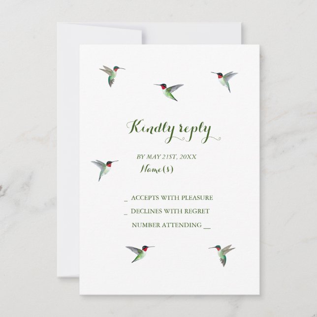 Invitación RSVP de Hummingbird Wedding (Anverso)