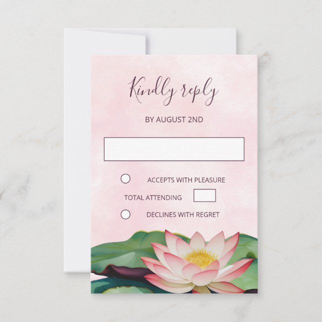 Invitación RSVP de la boda budista de Lotus (Anverso)