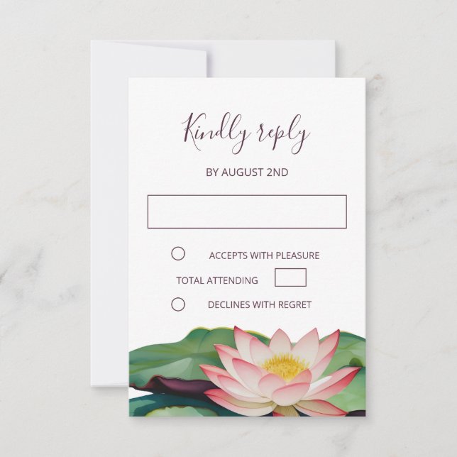 Invitación RSVP de la boda budista de Lotus (Anverso)