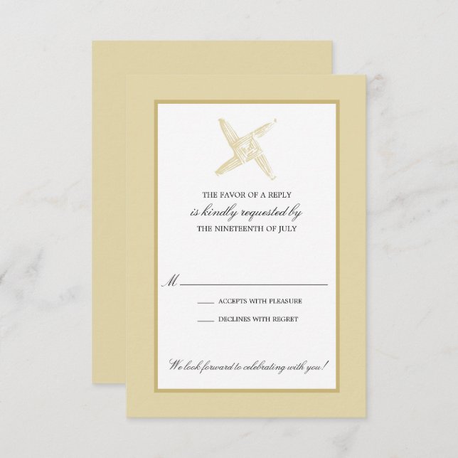 Invitación RSVP de la boda cruzada irlandesa de St. Brigid (Anverso / Reverso)