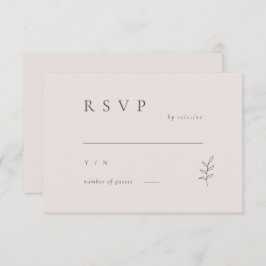 Invitación RSVP de la boda negra rosa de hoja mini