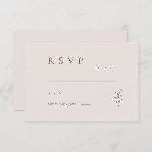 Invitación RSVP de la boda negra rosa de hoja mini