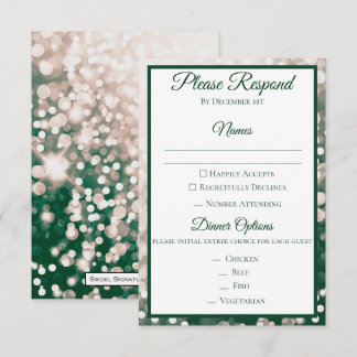 Invitación RSVP de la boda otoño - Champagne y Green