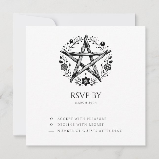 Invitación RSVP de la boda romántica pagana en Wic (Anverso)