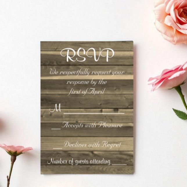 Invitación RSVP de madera de campo ruso (Subido por el creador)