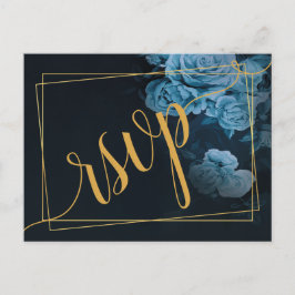 Invitación RSVP de marco geométrico de oro de Moda