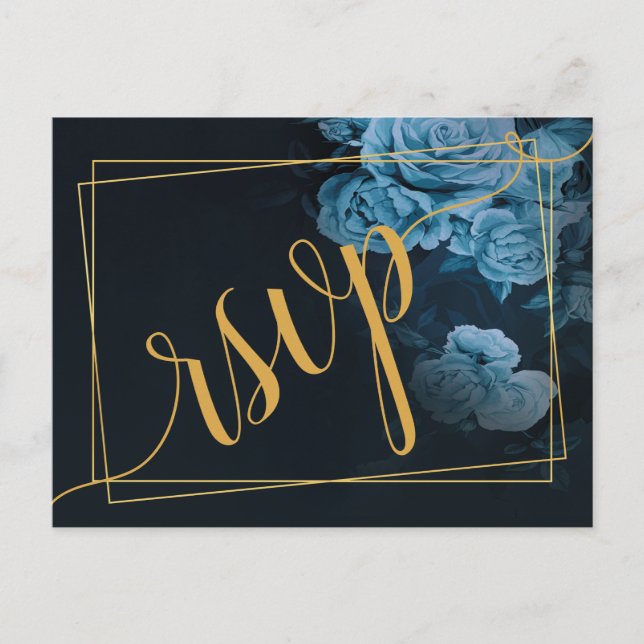 Invitación RSVP de marco geométrico de oro de Moda (Anverso)