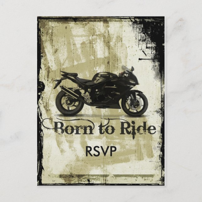 Invitación RSVP de matrimonio en motocicleta Grung (Anverso)