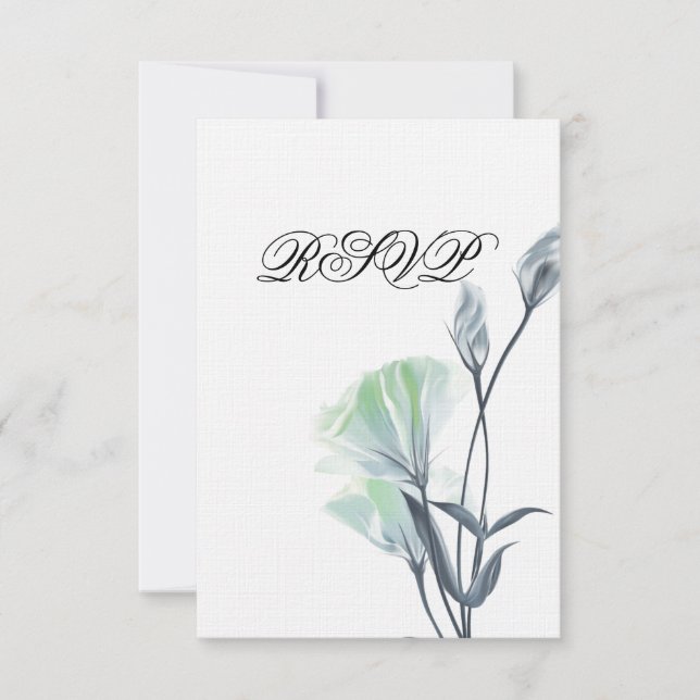 Invitación RSVP de MoonFlower verde azulada (Anverso)