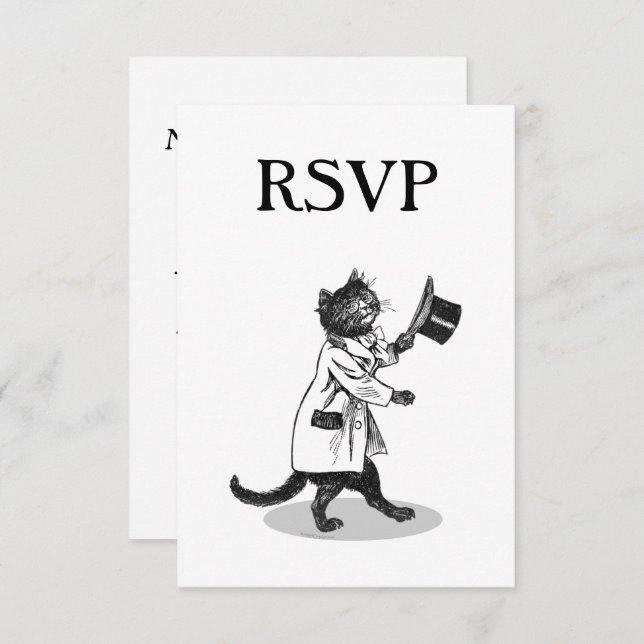 Invitación RSVP de Personalizado de Gato de Sombre (Anverso / Reverso)