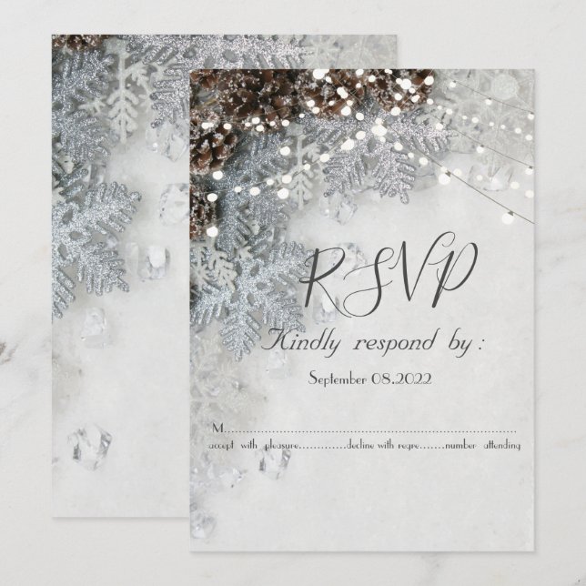 Invitación RSVP de Piñas y Copos de Nieve (Anverso / Reverso)
