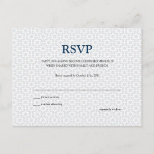 Invitación RSVP de postal   Delicado Bar Patterned/Bat Mitzva