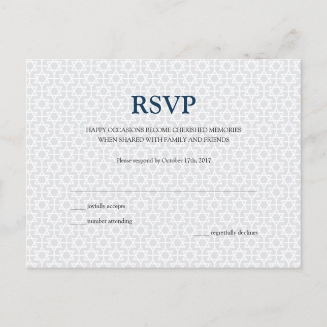 Invitación RSVP de postal | Delicado Bar Patterned/Bat Mitzva (Anverso)