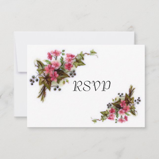 Invitación RSVP de Recepción de Boda con Ramo Floral (Anverso)