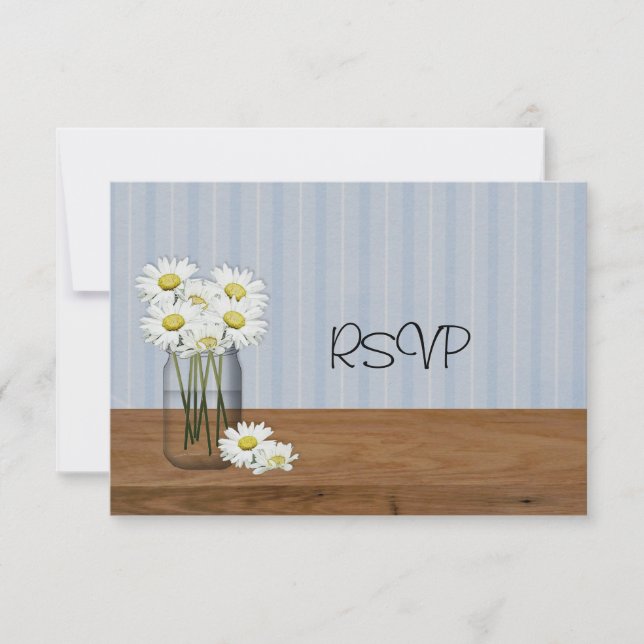 Invitación RSVP de Recepción de Boda con Tarro de Mason de Ma (Anverso)