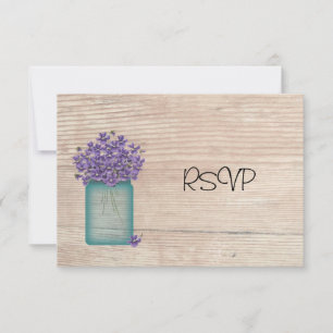 Invitación RSVP de recepción de boda de frasco de Mason de vi
