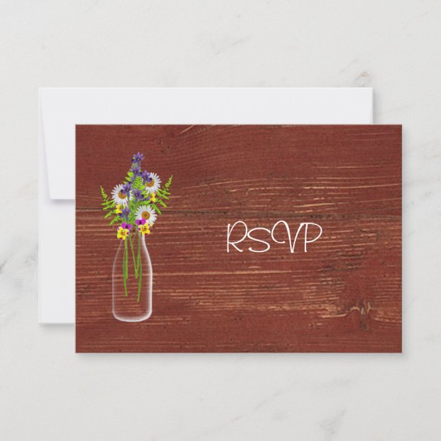 Invitación RSVP de Recepción de Botella de Leche de Flores Si (Anverso)