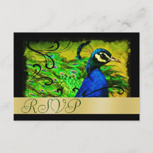 Invitación RSVP de Regal Peacock Holiday Gold