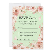 RSVP de Rosas Menta y Rosadas Florales Personaliza