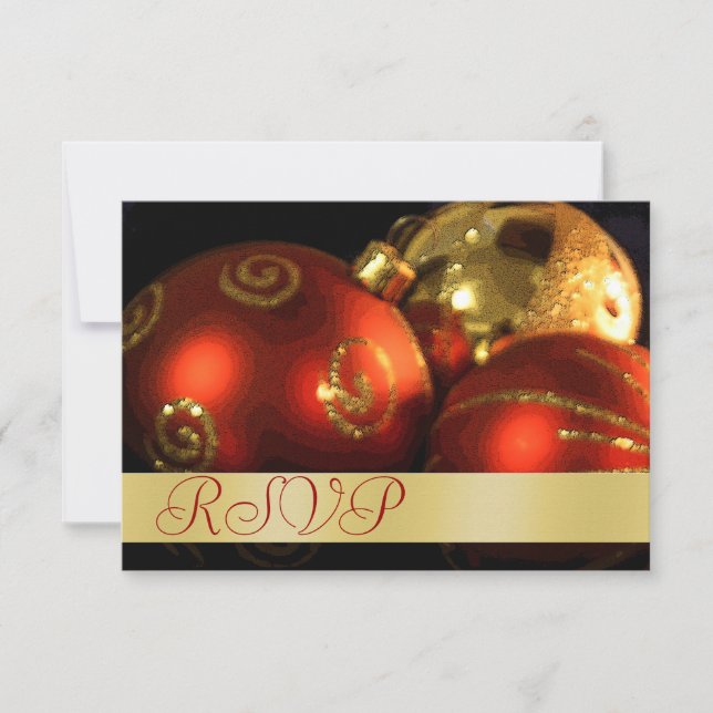 Invitación RSVP de vacaciones de decoraciones de é (Anverso)