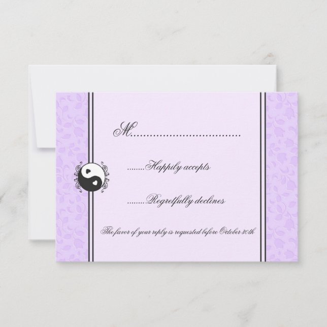 Invitación RSVP de Yin y Yang Wedding con flores m (Anverso)