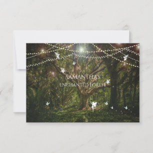 Invitación RSVP Dulce Dieciséis, Bosque Encantado, Fe