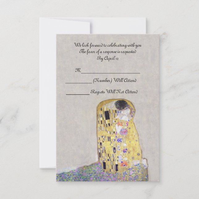 Invitación RSVP "El Beso" Klimt Art Nouveau Boda (Anverso)