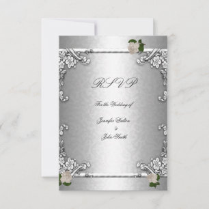 Invitación RSVP Elegant Wedding Rosa Silver White