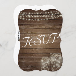 Invitación RSVP Elegante Rústico Mason Jar Lights