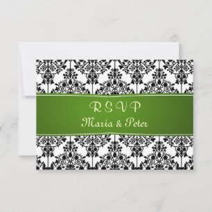 Invitación RSVP en blanco, negro y verde