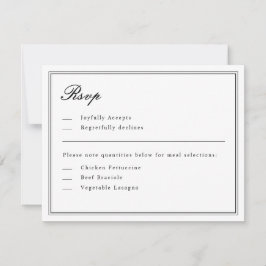 Invitación RSVP en blanco y negro con guión clásico absoluto