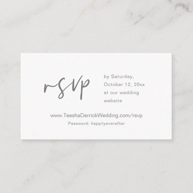 Invitación RSVP en línea, tarjeta de sitio web Bod (Anverso)