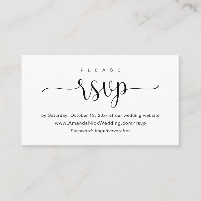 Invitación RSVP en línea, tarjeta de sitio web Bod (Anverso)