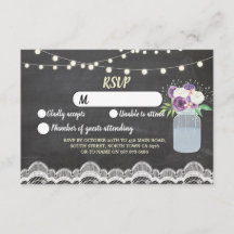 RSVP Encaje Tiza Boda Rústica Luces Florero Jarra
