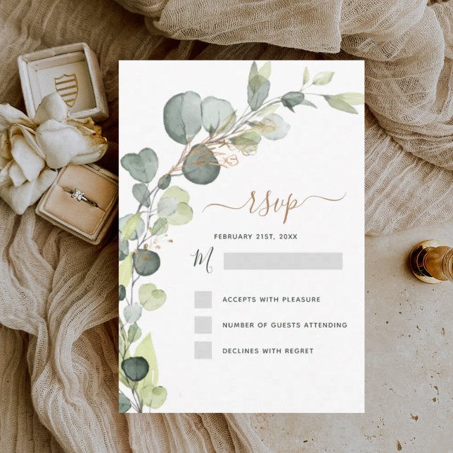 Invitación RSVP Eucalyptus Greenery Suculento Elegante (Subido por el creador)