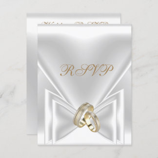 Invitación RSVP Evento Elegante Oro Plata Blanco