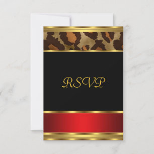 Invitación RSVP Fiesta de Cumpleaños Leopardo Rojo Negro Dora